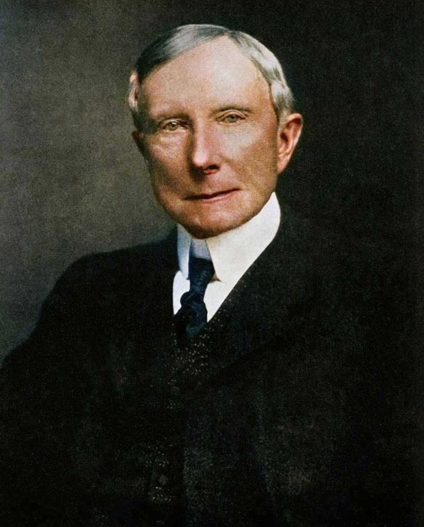 John D. Rockefeller, biểu tượng của sự cạnh tranh khốc liệt trong ngành dầu mỏ Mỹ, trong bức chân dung chính thức. Ánh mắt sắc sảo và vẻ mặt kiên định phản ánh tài năng kinh doanh và tinh thần cạnh tranh không khoan nhượng của ông